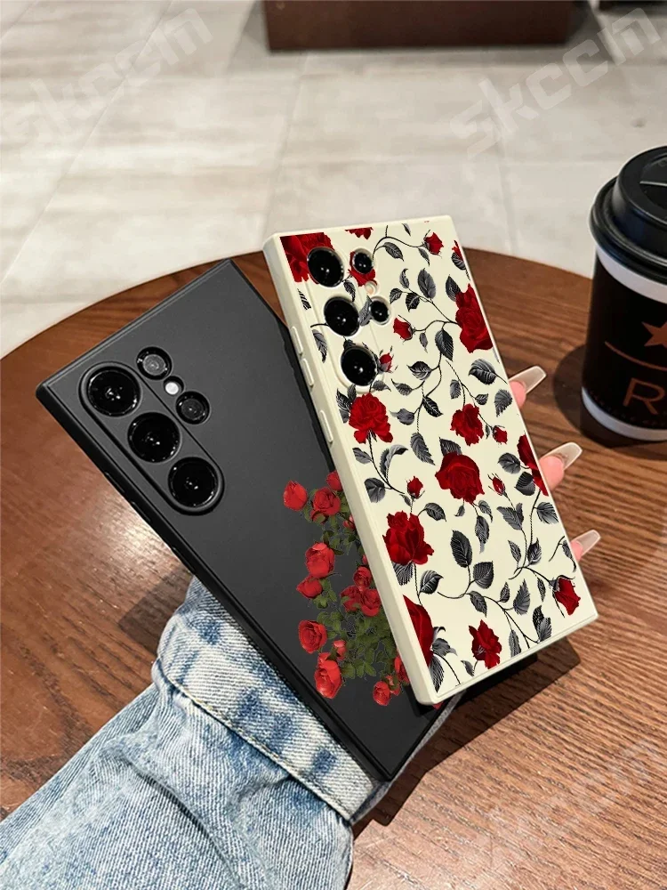 New Retro Fashion Rose Phone Case For Samsung Galaxy S23 S24 Ultra S22 Plus S20 FE A15 A35 A50 A51 A54 A55 A71 A72 A73 Cover