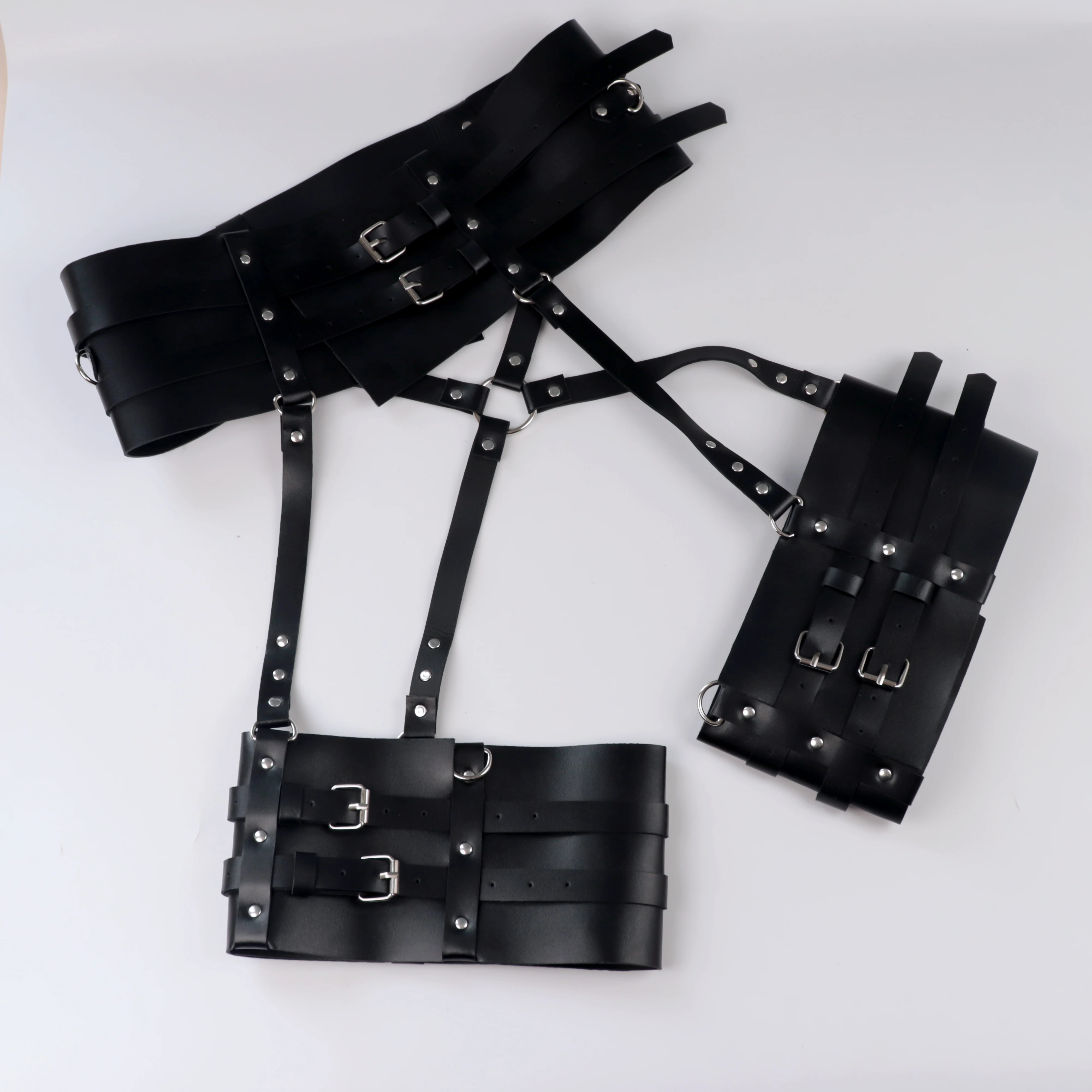 UYEE Sexy Lingerie for Women PU Leather Harness Garter Thight Belt Body Strap Goth Clothes Punk Bondage Cage Suspender Rave