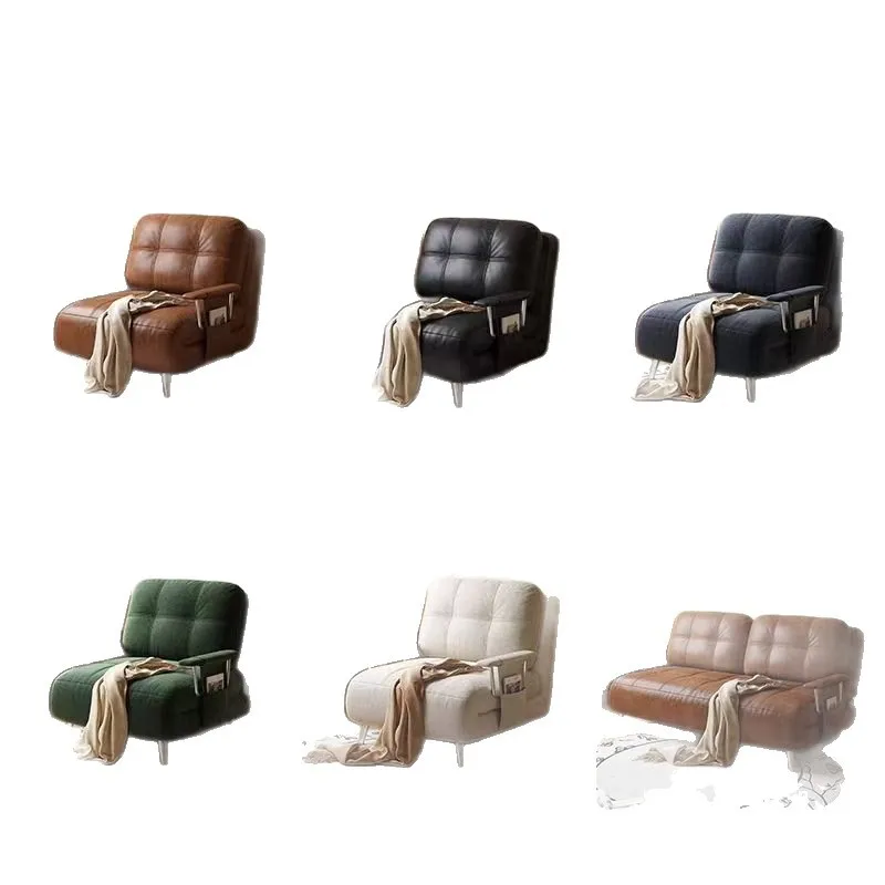 

Folding sofa bed, single, dual-use, storage, retro, small apartment, telescopic, study, lunch break, leather art, sofa