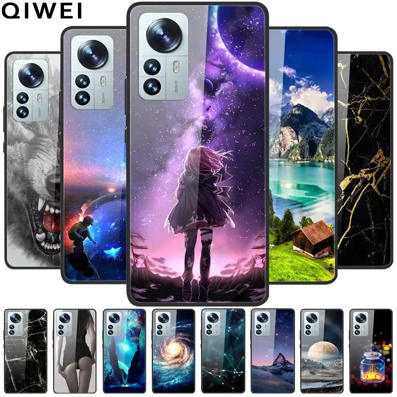 حافظة لهاتف Redmi Note 12S من الزجاج المقسى غطاء خلفي صلب لهاتف Xiaomi Redmi Note 12 Note 12 Pro 4G 5G حافظات هاتف Note12S 12 S 12Pro