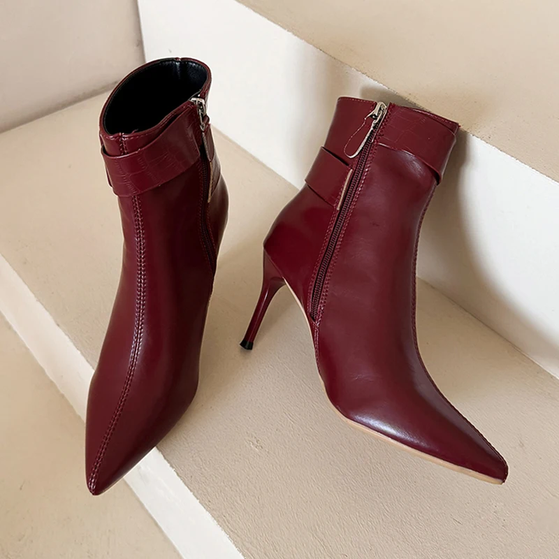 

High Heels Women's Ankle Boots Pointed Toe Fashion Luxury Shoes Designer Sexy Woman Pump 2025 Winter Elegant Dress Boots Mujer