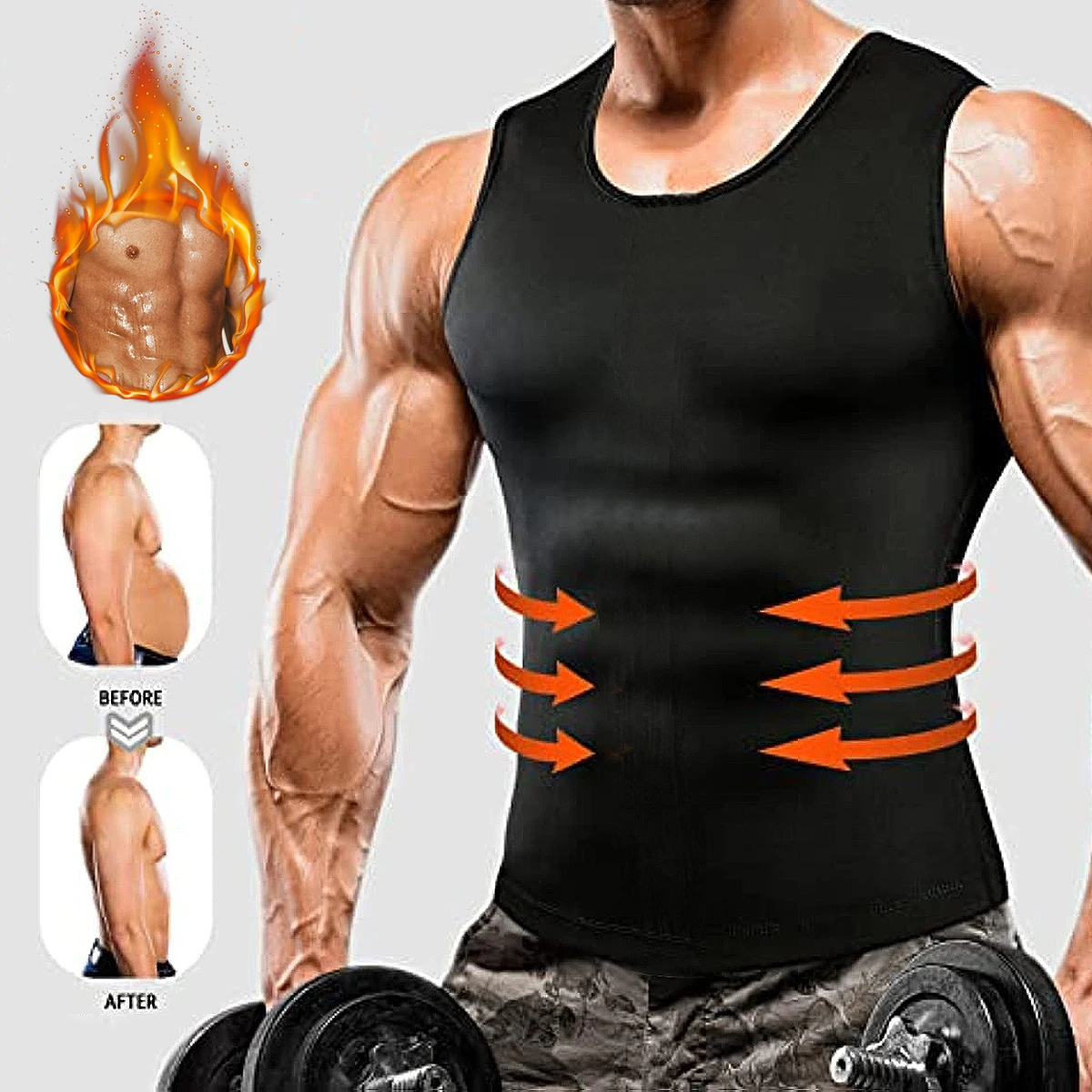 

Men's Shapers Sauna Sweat Vest Waist Trainer Premium Workout Training Tank Top Slimming Body Shaper Vest for Men