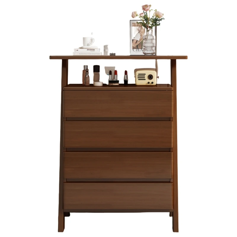Solid wood chest of drawers, four drawers, simple bedroom locker, log style