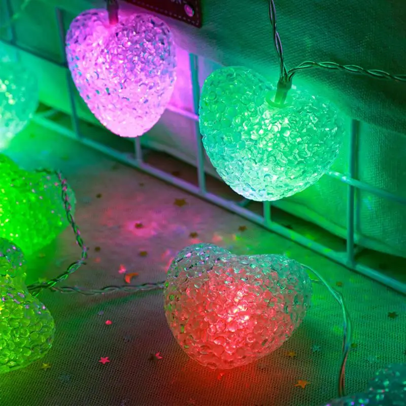 Lucine a LED a forma di cuore per finestre, luci da parete, con 10 LED, ghirlanda romantica impermeabile da 47,2 pollici per il giardino domestico di nozze