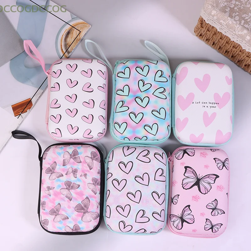 

Heart Butterfly Headphone Data Cable Storage Bags Charger Power Bank Rectangular Box Zipper Bag Pocket Pouch