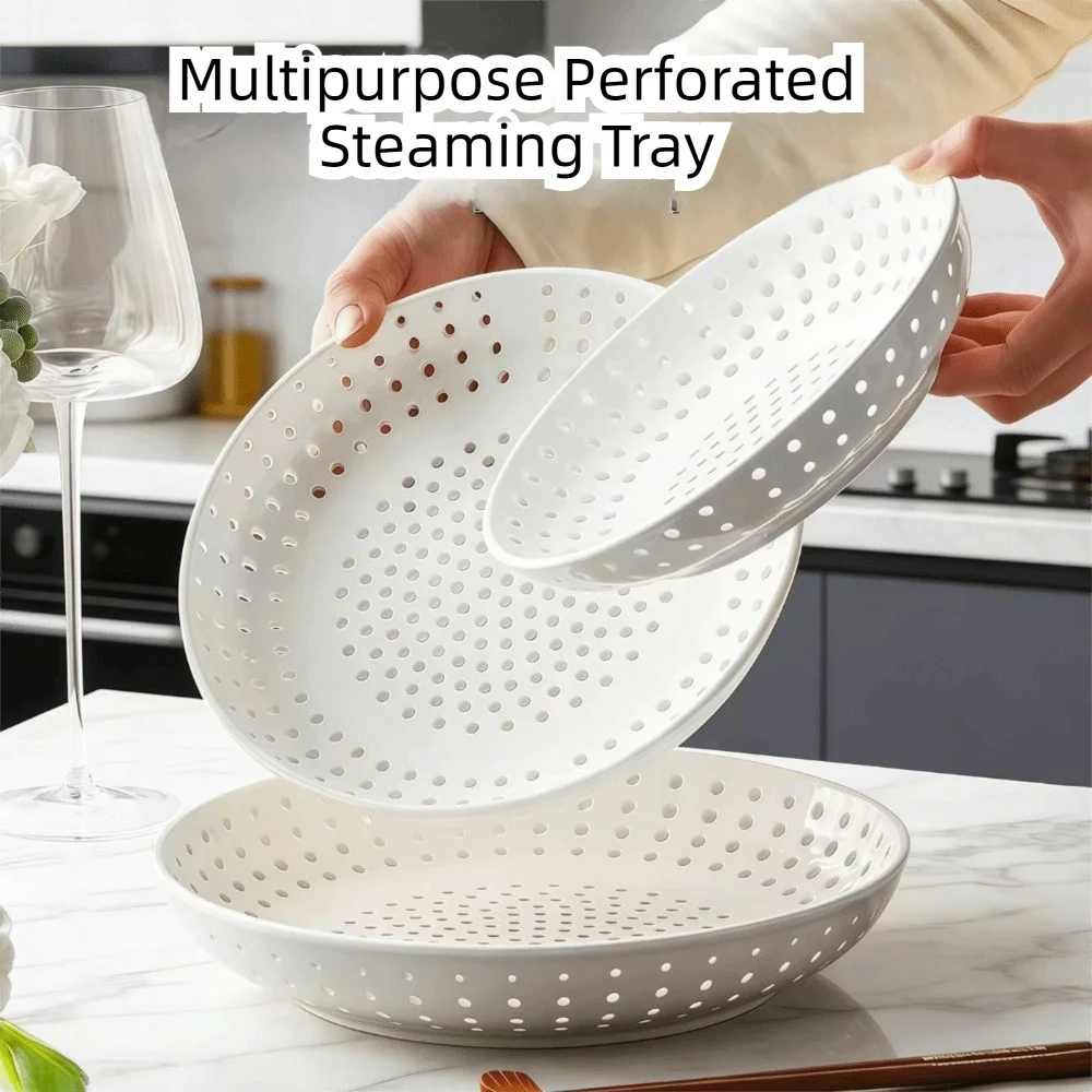 PP Perforated Steaming Tray Perforated Structure Round Shape Round Steamer Tray Drainage Holes Multipurpose