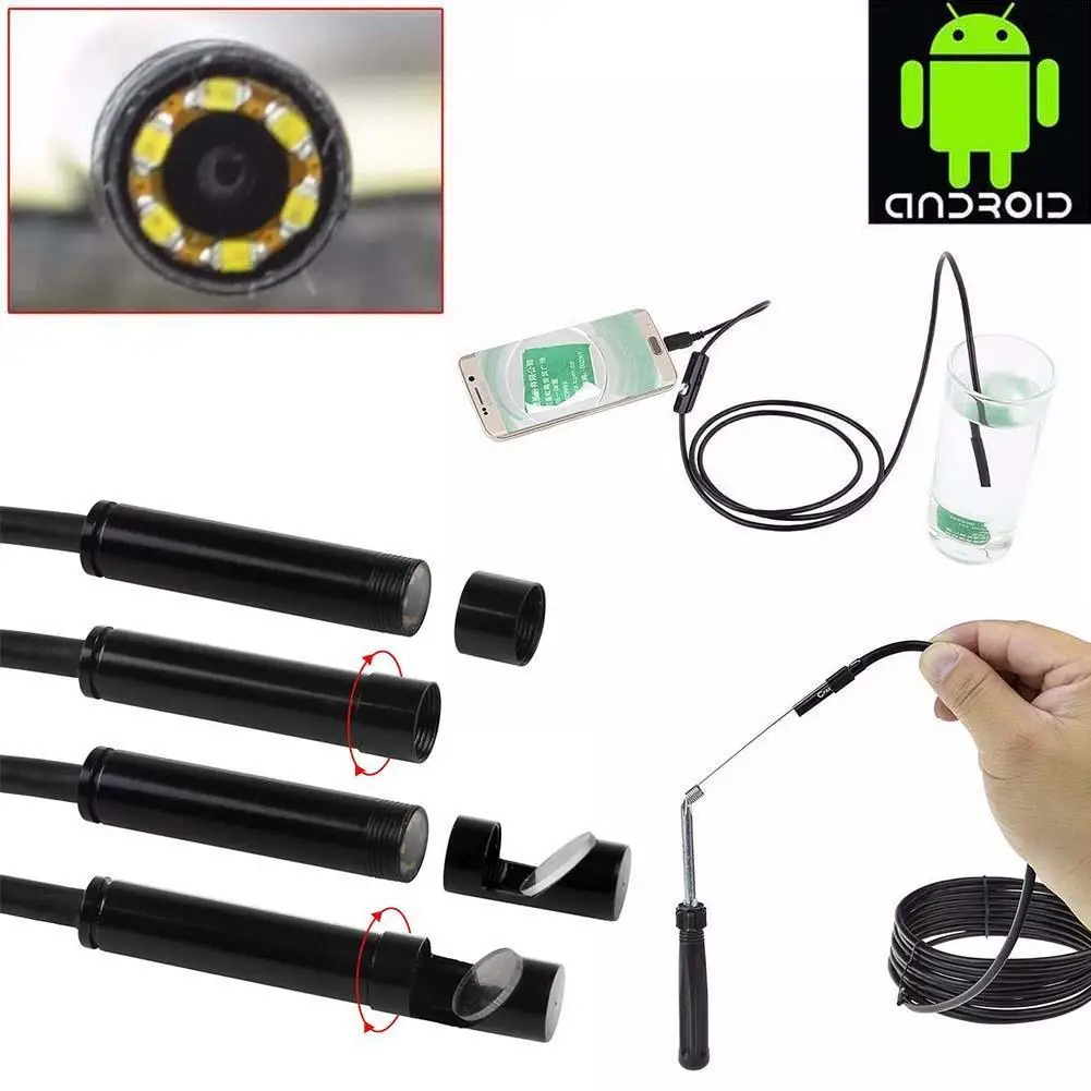 5.5MM Endoscope Camera Flexible Waterproof Mini Industrial Endoscope Camera With 6 Adjustable LED For Android Phone PC