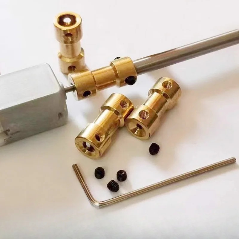 2/3/3.17/4/5/6mmBrass Coupling Sleeve Motor Shaft Reducer Connector M3 Set Screw Fixing Coupler for RC Robot DIY Model N20 Motor