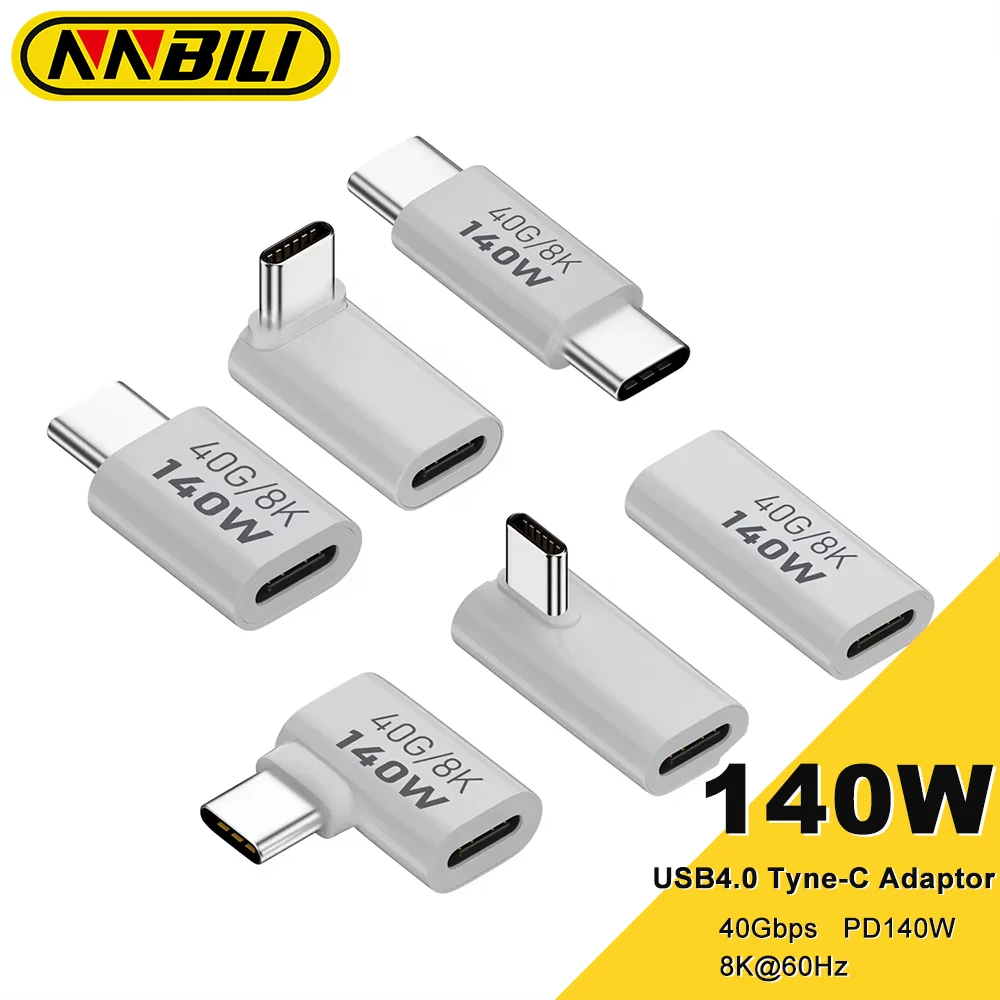 NNBILI PD140W USB C Female to Male Adapter PD 3.1 Thunderbolt 3 40Gbps Data Transfer 8K@60Hz Extension Connector for MacBook