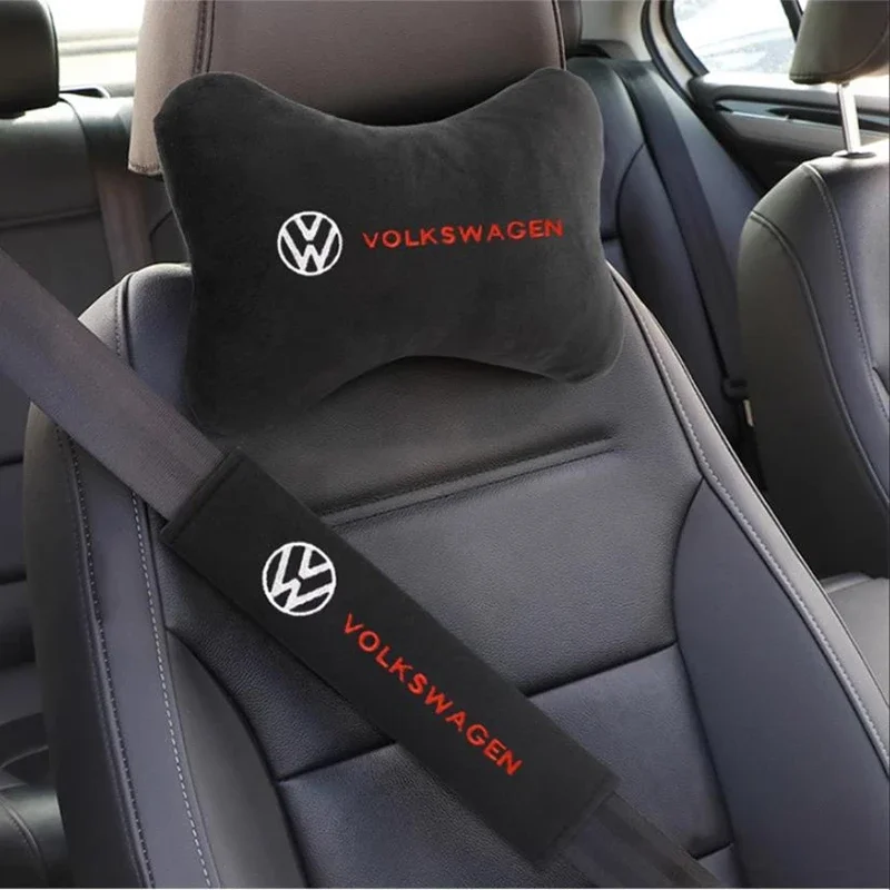 Car Headrest Cover Auto Seat Cover Head Neck Rest Pillow  for VW Volkswagen Golf Polo Passat Touran Jetta Car Styling