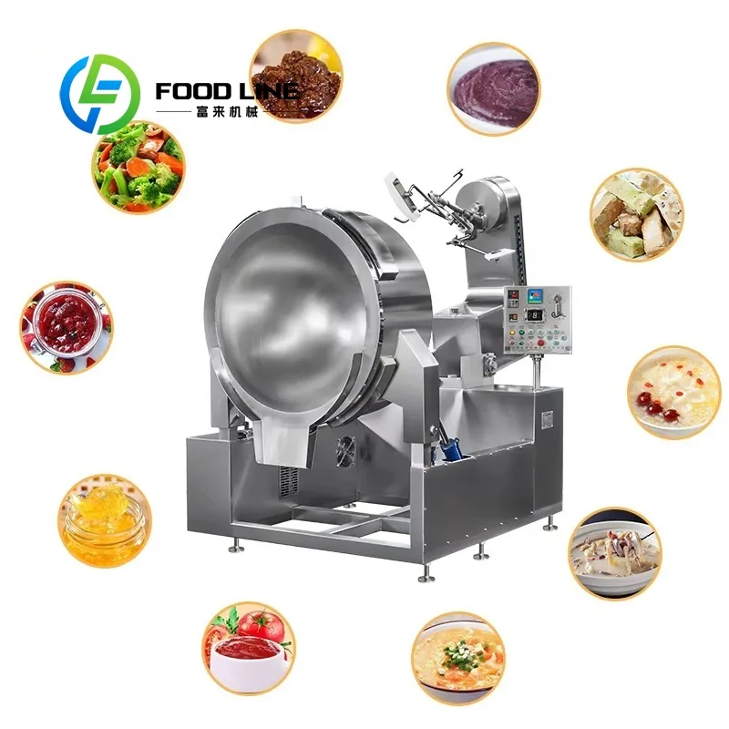 Electric  Stainless Steel Cooking Kettle with Agitator Big Pot Mixer for Chili Paste Curry Production for Sale Customized