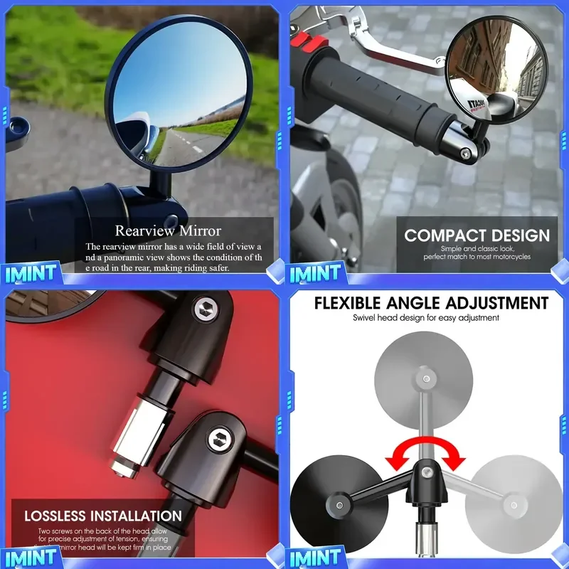 2pcs Motorcycle Rearview Mirror 7/8