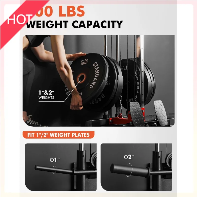 

(XMSJ)Wall Mount Cable Station, Cable Crossover Machine with Dual Pulley System and 18 Adjustable Positions