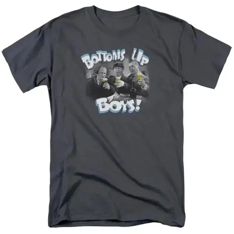Three Stooges T Shirt Bottoms Up Boys Charcoal