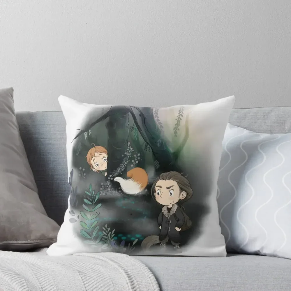 Jona Dreyer - The Singing of the Forest - Stanislav and Grimkjell Throw Pillow Christmas Pillows pillow