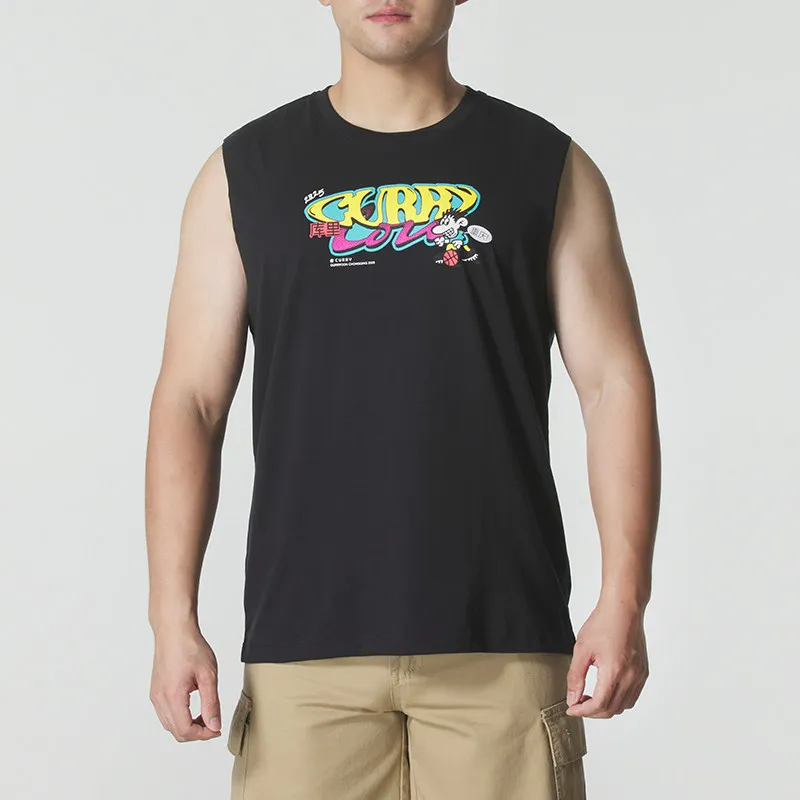 Camiseta sin Mangas de Baloncesto para Hombre UA Curry 2026, Cuello Acanalado de Algodón Suave, Diseño Gráfico, Chaleco Deportivo de Entrenamiento 6016100-001