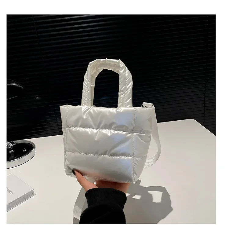 Frauen Taschen Frau Puffy Leichte Handtasche Große Kapazität Gesteppte Schulter Tasche Verstellbaren Riemen Puffer Tote Handtasche Einkaufstasche – Detail 22
