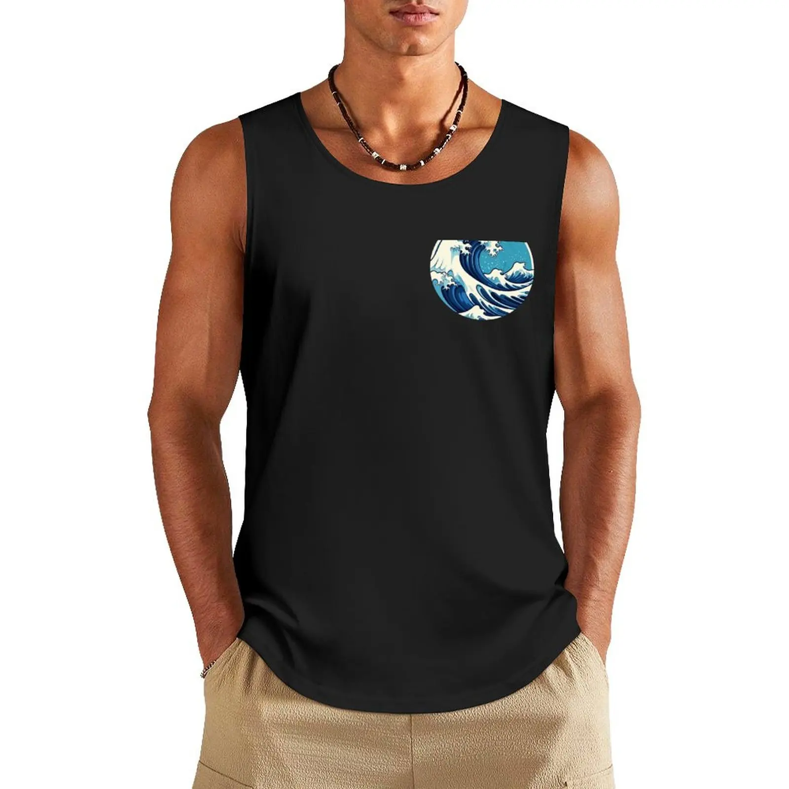 Waves Tank Top fitness sleeveless Men's gym t-shirts sleeveless vest men