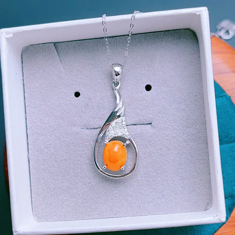 925 Silver Fire Opal Pendant 7*9mm 1ct Natural Fire Opal Pendant 18K Gold Plated Opal Jewelry with Certificate low price pendant