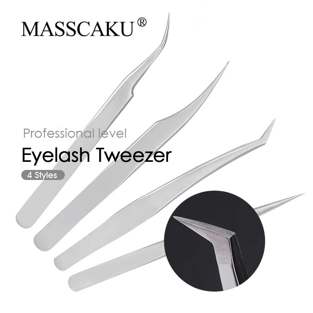 

Factory Wholesale Silver Eyelash Extensions Tweezers Stainless Steel Straight Curved Volume Lashes Tweezer Set for Eyelashes