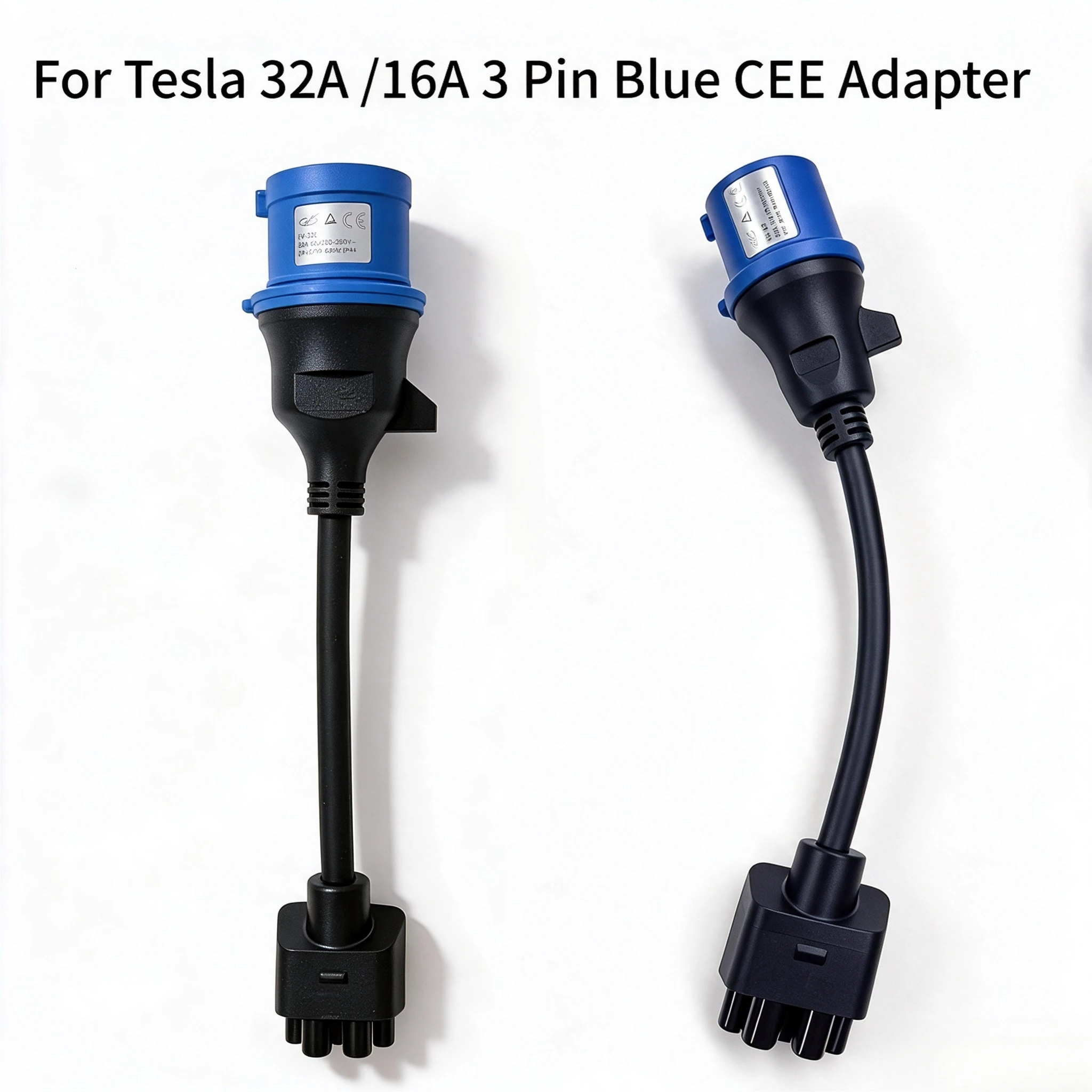 16A/32A CEE Blue 3 Pin Charging Adapter for Tesla Gen 2 EV Charger Model S 3 X Y 240V Industrial Plug Converter
