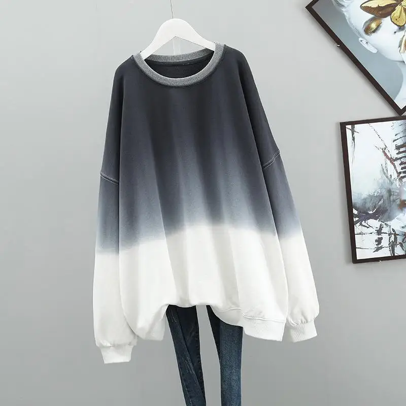

Fashion O-Neck Loose All-match Tie Dye T-Shirt Women's Clothing 2024 Autumn New Oversized Casual Pullovers Korean Tee Shirt
