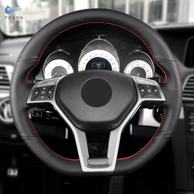 Car Accessories Inner Steering Wheel Cover Leather Trim For Mercedes Benz A45 AMG W176 C63 W204 CLA C117 CLS S-Model 2011-2016