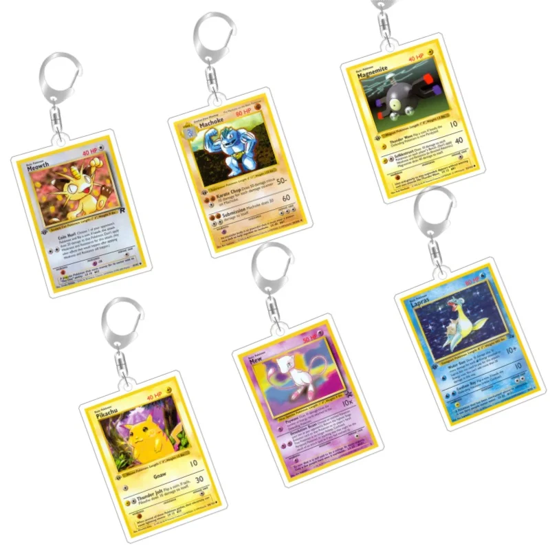 Para Pokemon Elf Qikchu Lapras Mew Machoke Meowth hecho a sí mismo Original acrílico dibujos animados Anime lindo llavero colgante juguete para regalo 5cm