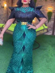 African Luxury Sequin Evening Dresses for Women Elegant Turkey Wedding Party Long Dress Ankara Outfits Gown Ladies Clothing