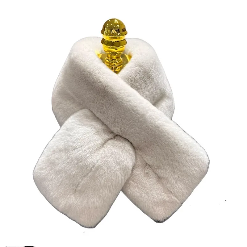 whole leather Rex rabbit hair scarf women's winter Korean version solid color real fur scarf double-sided thickened warm