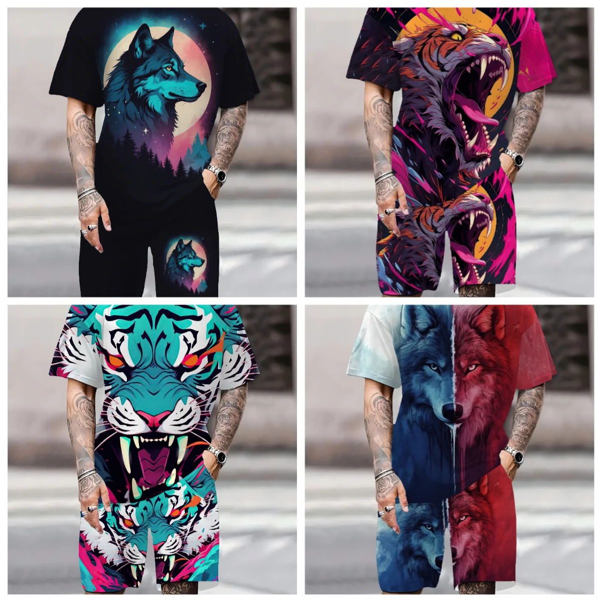 

25-26 Summer Hot-selling Fashion Trend Luxury Suit 3D Printing American Street Breathable Quick-drying T-shirt Shorts Set