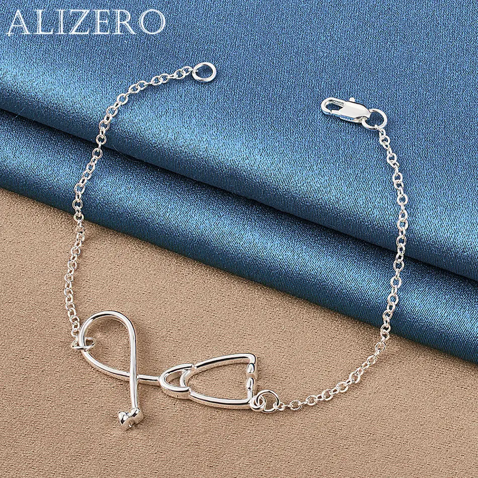 

ALIZERO 925 Sterling Silver Bracelet Stethoscope Bracelets For Women Fashion Wedding Party Jewelry Gift