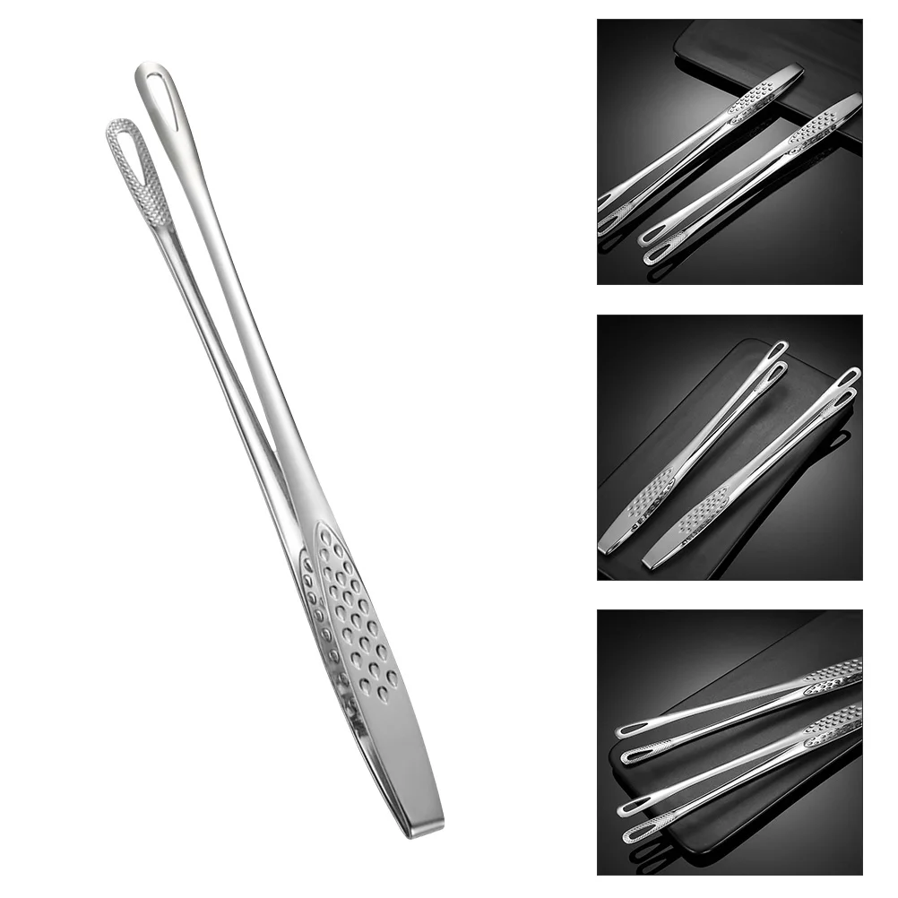 

2pcs Stainless Steel Food Tongs Premium Kitchen Clips Compact Anti-Slip Multi-Function For Bbq Steak Bakery Dessert Burgers Eggs