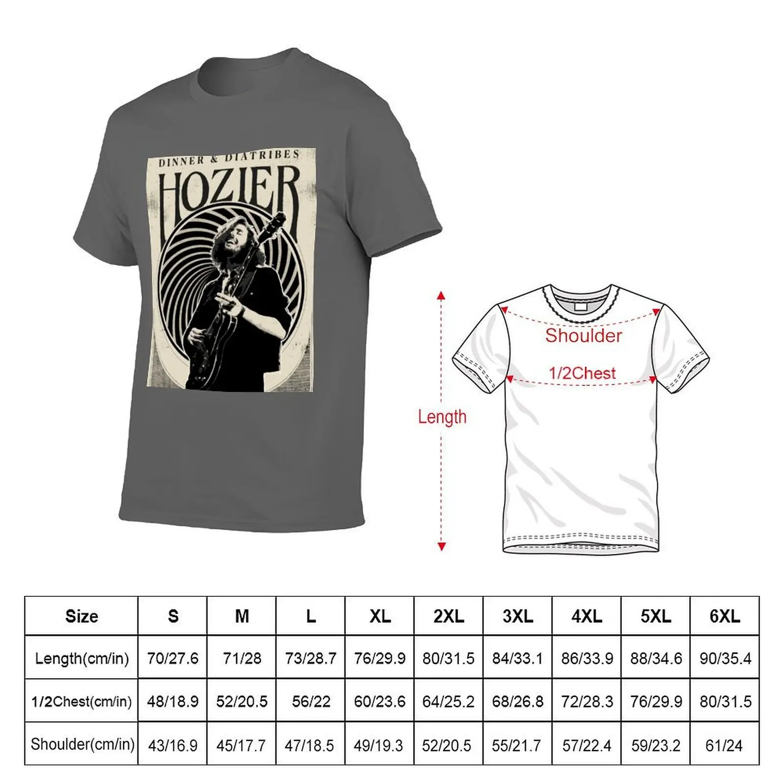 Retro Hozier Poster T-Shirt Functional Casual Short Sleeve Tee