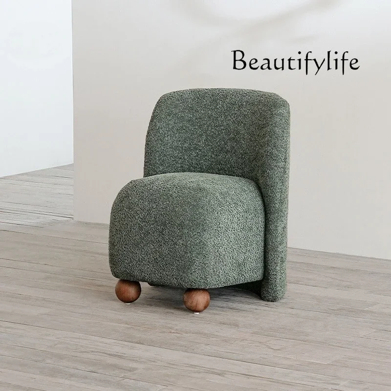 

VN Japanese medieval single sofa chair French retro lazy style designer dining chair study lamb wool small leisure chair