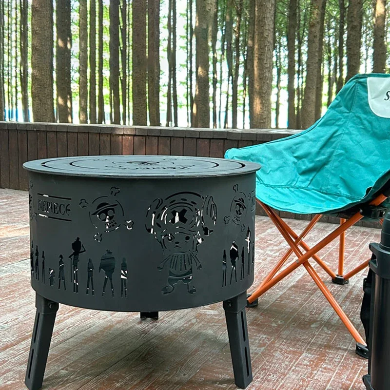 Simple Iron Fire Pit for Terrace Outdoor Heater Cage Stove Winter Wood Stove Round Outdoor Camping Barbecue Charcoal Braziers