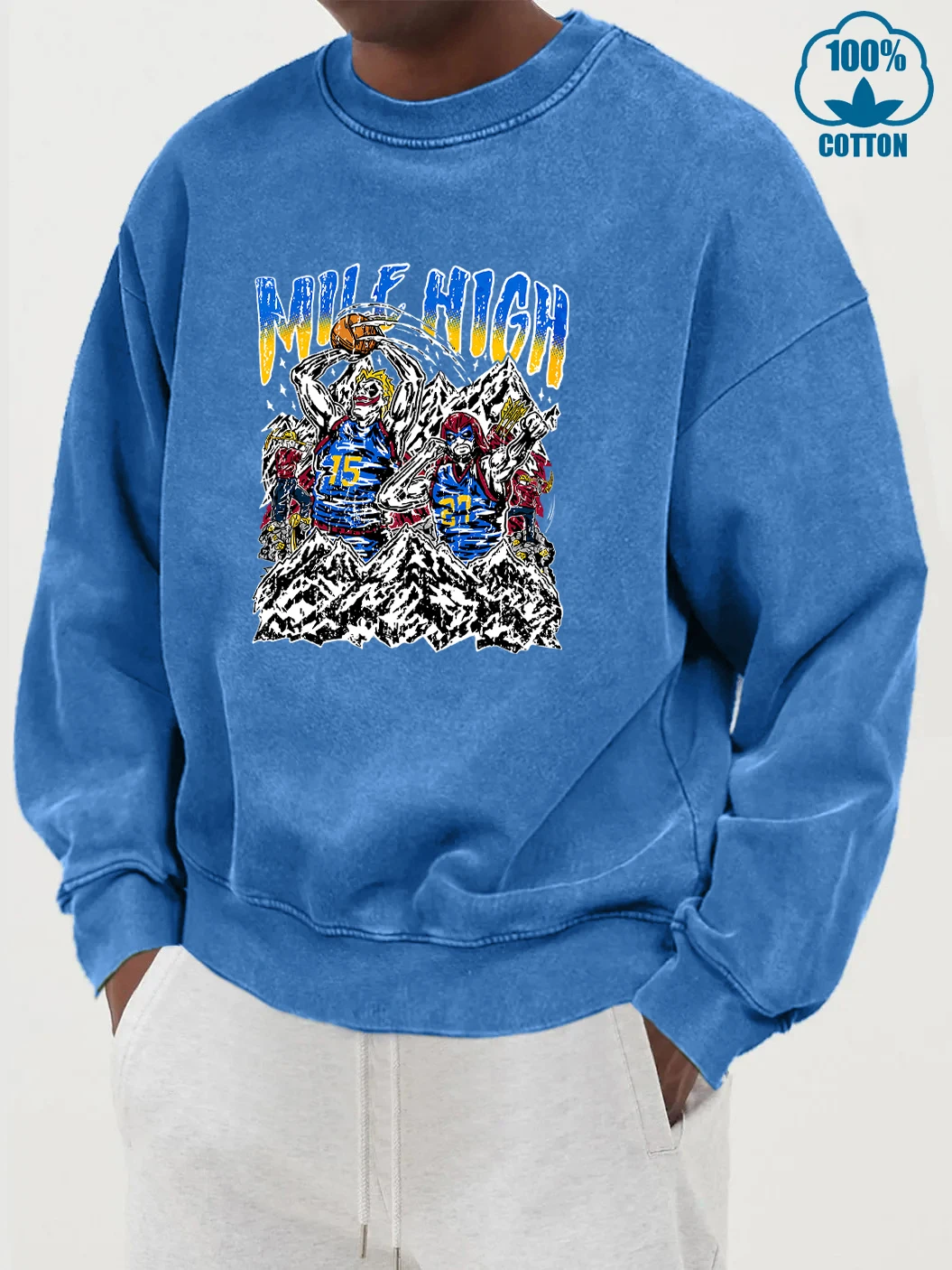 ميل هاي ماونتن رياضي يطبع الرجال غسلها ملابس قطنية الخريف فضفاض البلوز بسيط مريح بلوزات الشارع الهيب هوب القمم #3