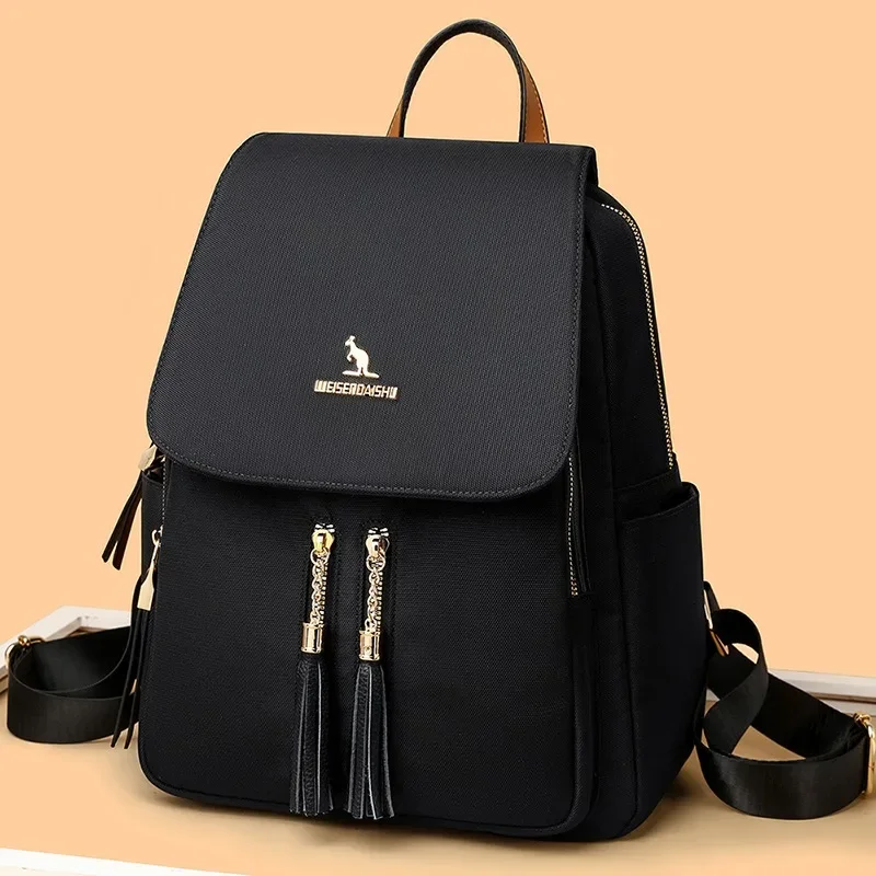 

Solid Chains Tassel Zipper Hasp High Capacity Oxford Backpacks 2024 Fashion Hot Sale Ladies Bag Mochila Mujer Bolsos De Señora