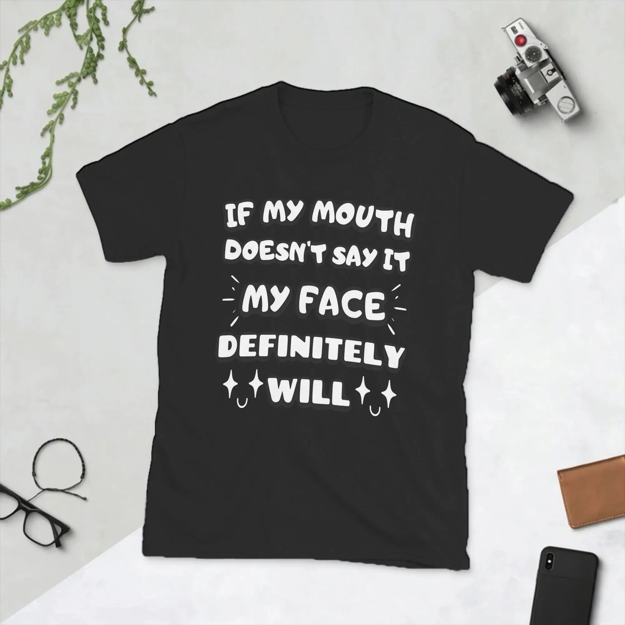 My Face Speaks Volumes Funny Quote Men's T Shirts  Funny Tee Shirt Short Sleeve Crewneck T-Shirts Cotton Adult Tops