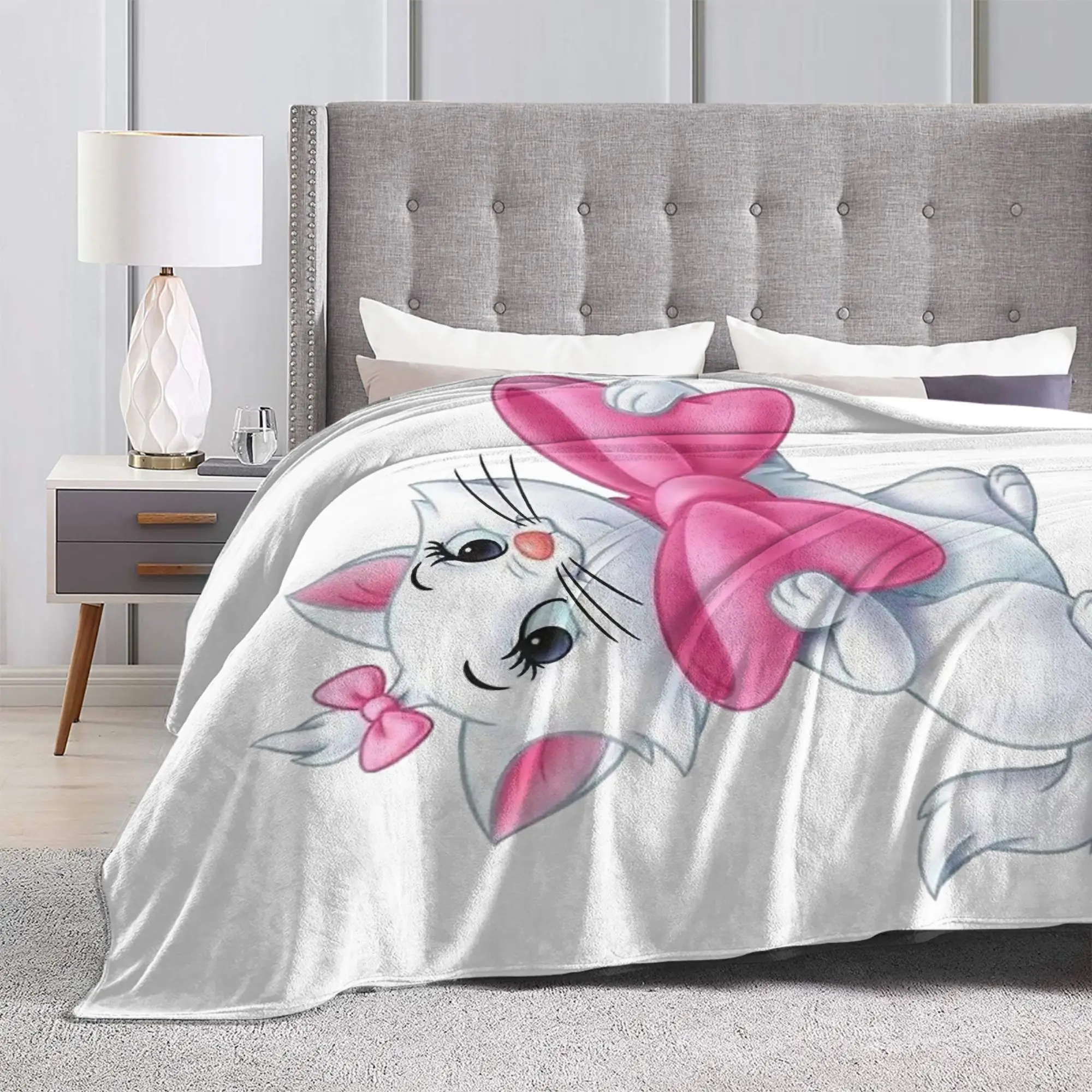 Marie Cat   Cartoon Cat Wool Blanket Customized Throw Blanket for Bed Sofa Couch 150*125cm Quilt,