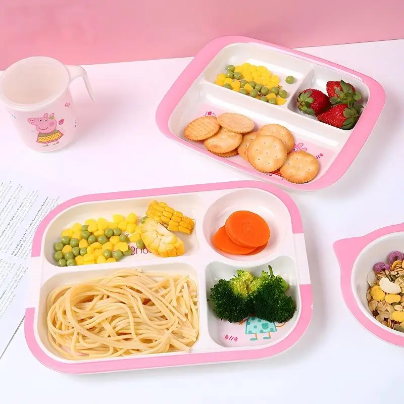 WUHE Peppa Pig Kids Toddler Melamine Bowls Spoon Tableware Set Gift, Unbreakable BPA-Free for Noodles Rice Dishwasher Safe