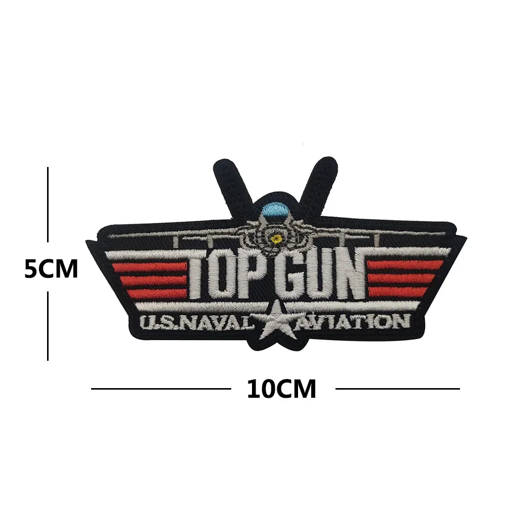 TOP GUN Aircraft Embroidery Patches for Clothes Hook&Loop Patch Backpack Tactical Stickers  Morale Badges Appliques for Clothing