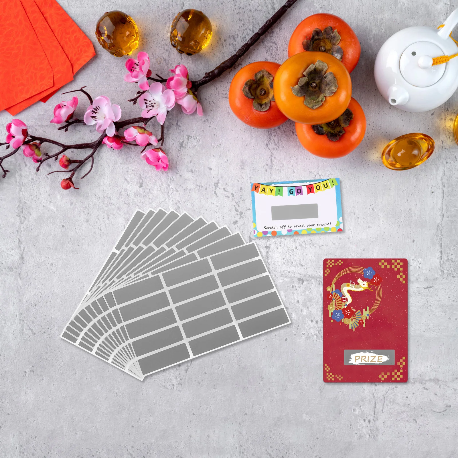 

150Pcs Rectangle Scratch Off Stickers Self Adhesive DIY Reward Cards Raffle Tickets Wedding Games Halloween Christmas
