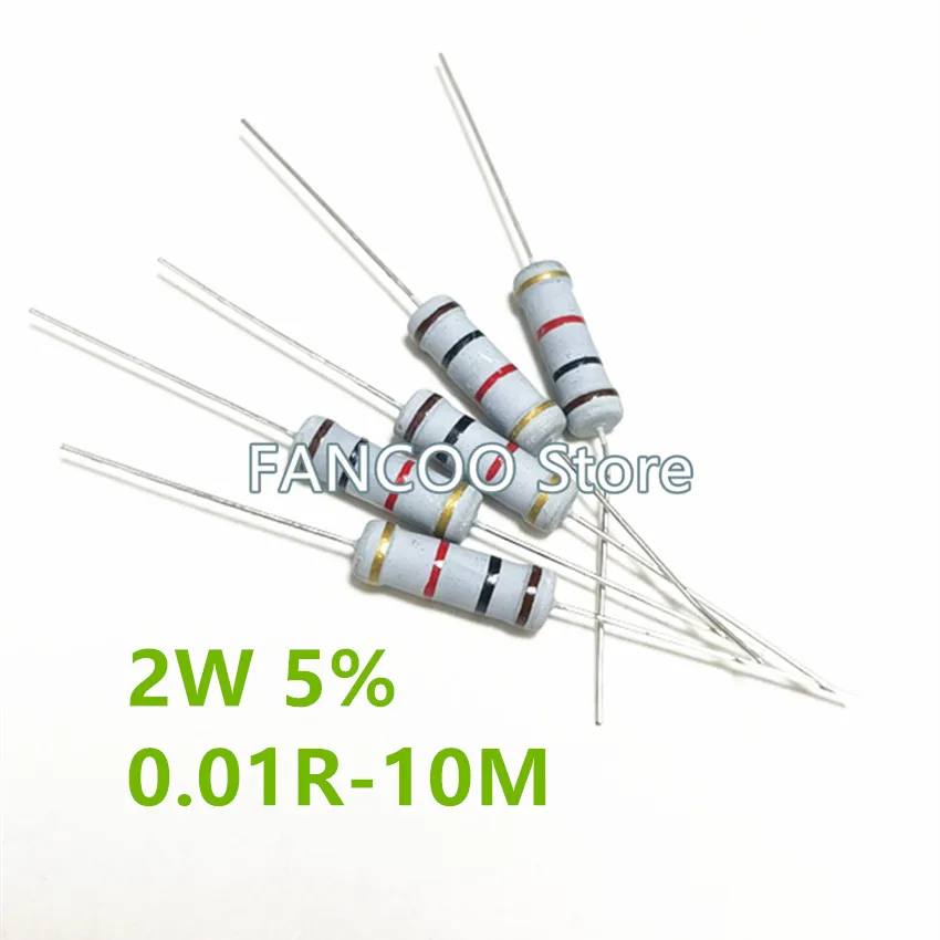 200PCS/BAG 2W 5% Carbon Film Resistor 1R-10R 1R 1.1R 1.2R 1.3R 1.5R 1.6R 1.8R 2R 2.2R 2.4R 2.7R 3R 3.3R 3.6R 3.9R 4.3R 4.7R 5.1R