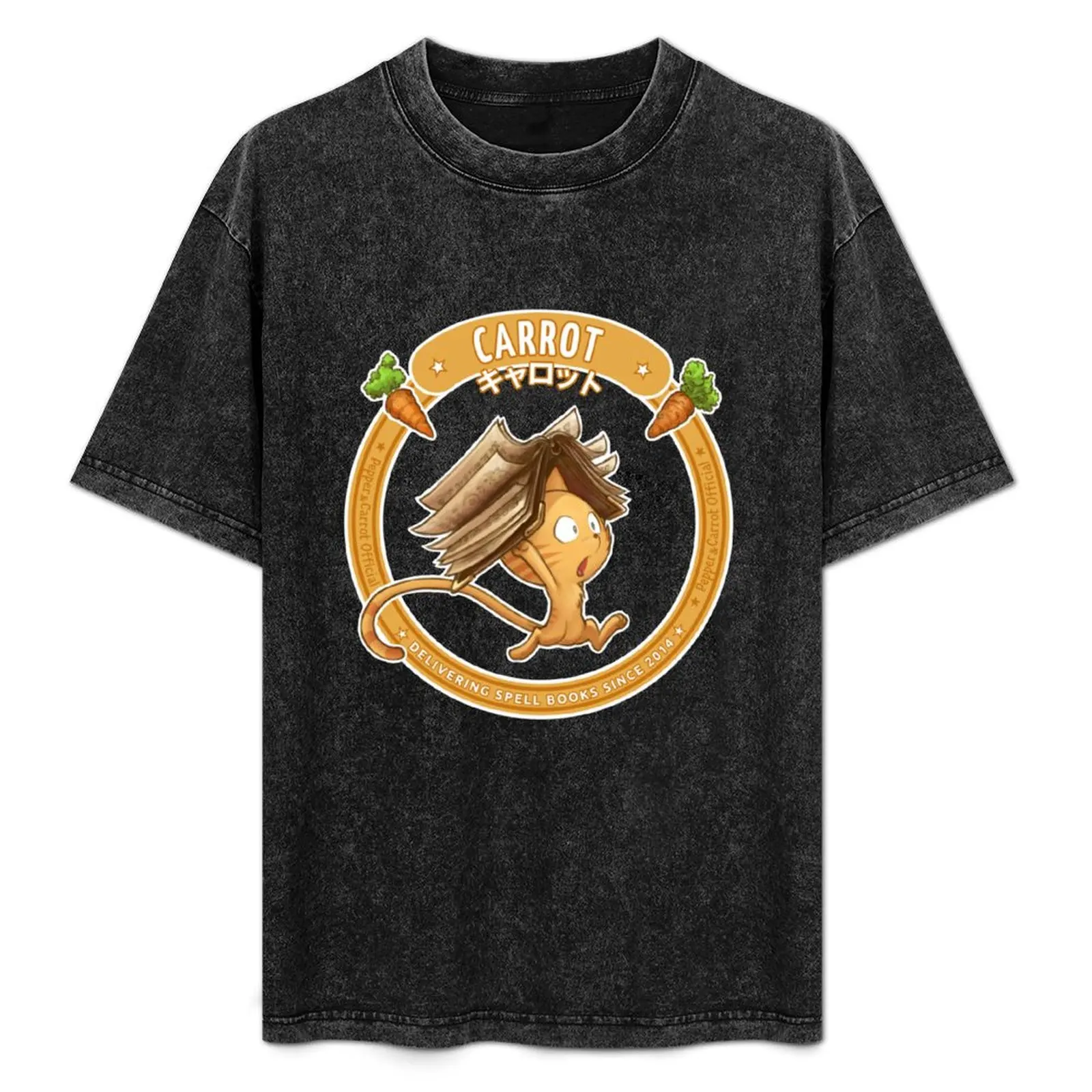 

Carrot, delivering spell books since 2014 - Pepper&Carrot official T-Shirt Lightweight Basic Short Sleeve Shirt