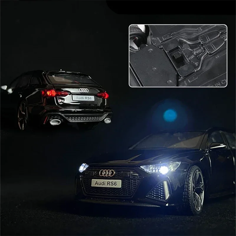 โมเดลรถ RS6 Avant Station Wagon ขนาด 1:32 ของเล่นรถสปอร์ตโลหะผสม ของเล่นจำลองพร้อมไฟ ของขวัญ
