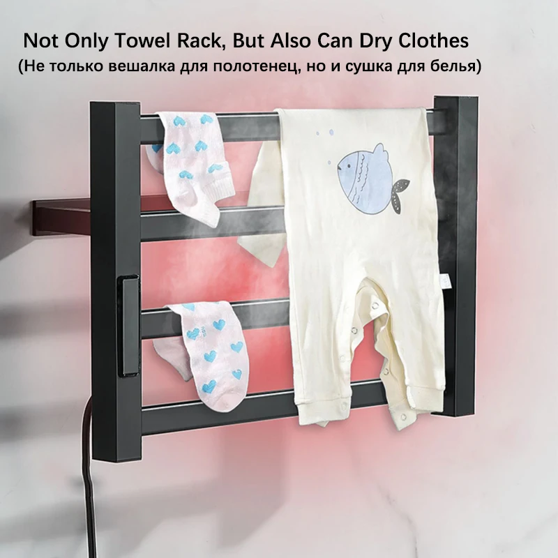 Black/White Electric Heated Towel Rack.Smart Digital Display Electric Towel Rail. Household Bathroom Accessories Towel Dryer.