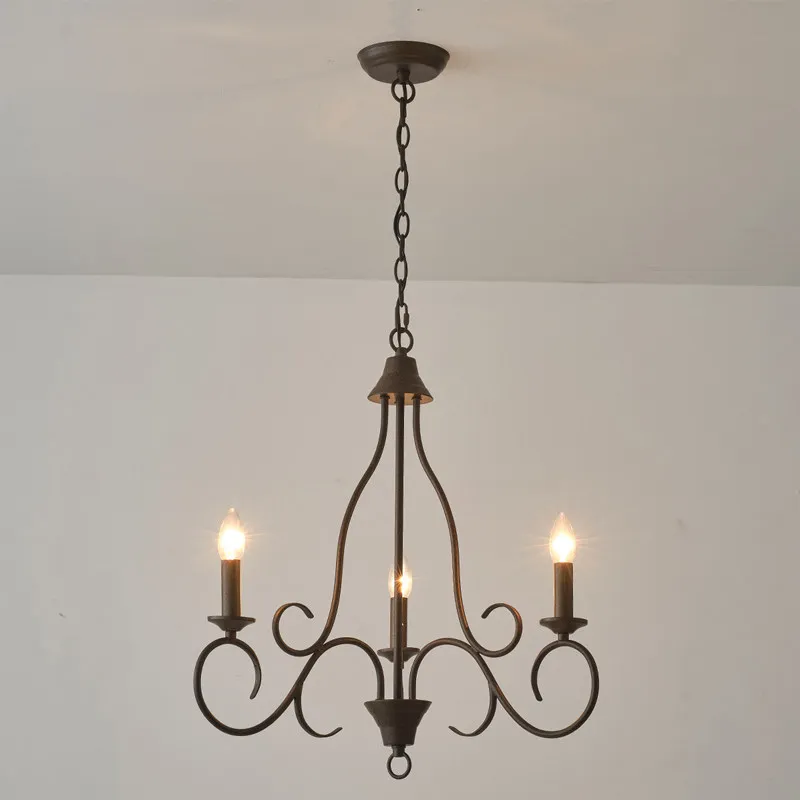 Factory Direct 2026 French countryside simple wrought iron chandelier, American creative restaurant light, living room art lamp