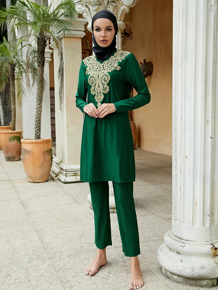 Abaya summer Muslim Swimwear Hijab Women Musulman 3pcs Swimsuit Muslim Swimming Suit Modest Swimwear 3 Pieces Sets Islamic 2024