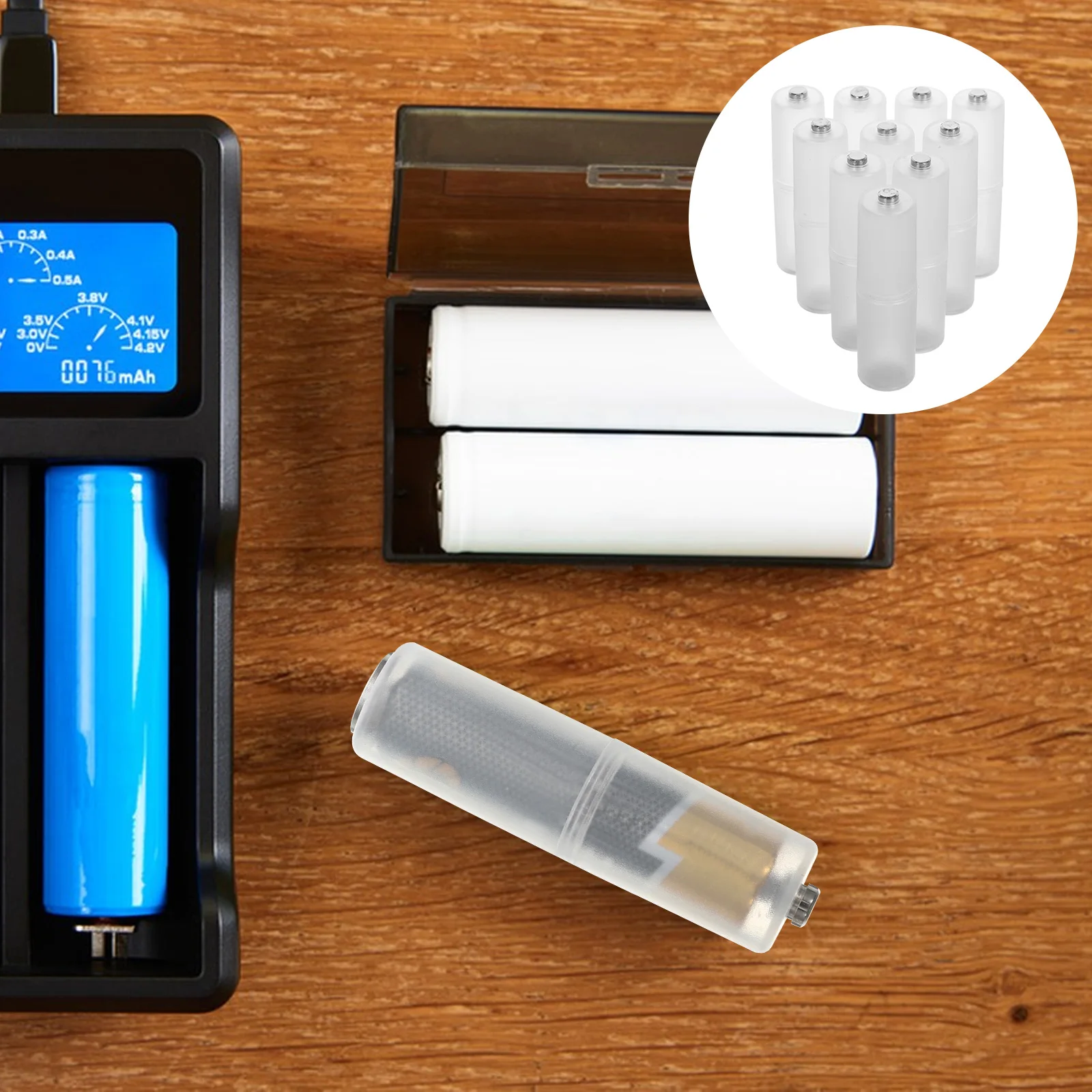 

10Pcs Aaa to Aa Converter Portable Adapter Small Holder Lightweight Design Small Batteries Holder